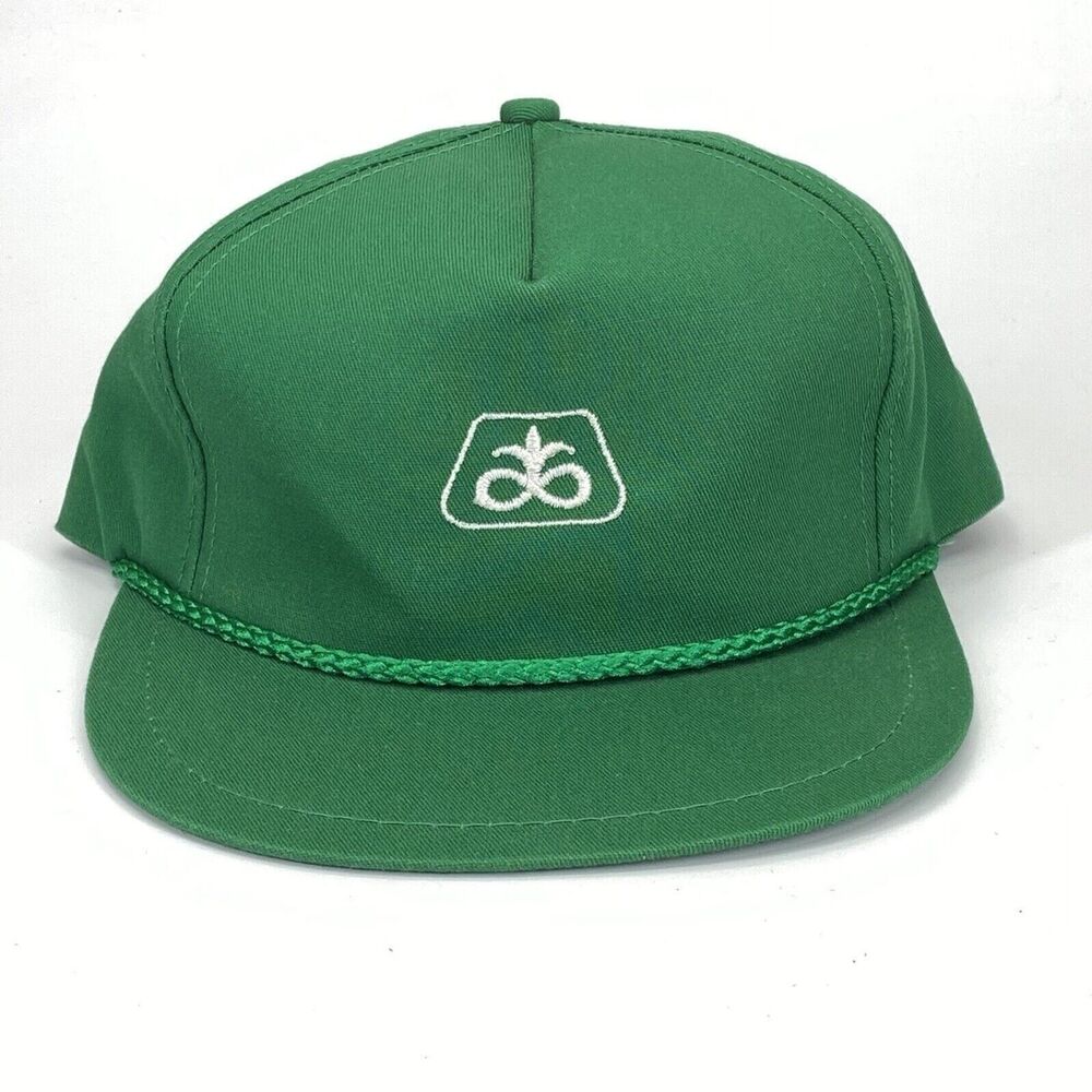 Vintage K-Brand Pioneer Seed Strap Back Trucker Hat Rope Leather Strap USA‎